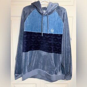 Sergio Tacchini mens 2XL Blue and Gray Hoodie velvet feel
